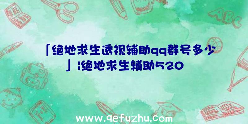 「绝地求生透视辅助qq群号多少」|绝地求生辅助520